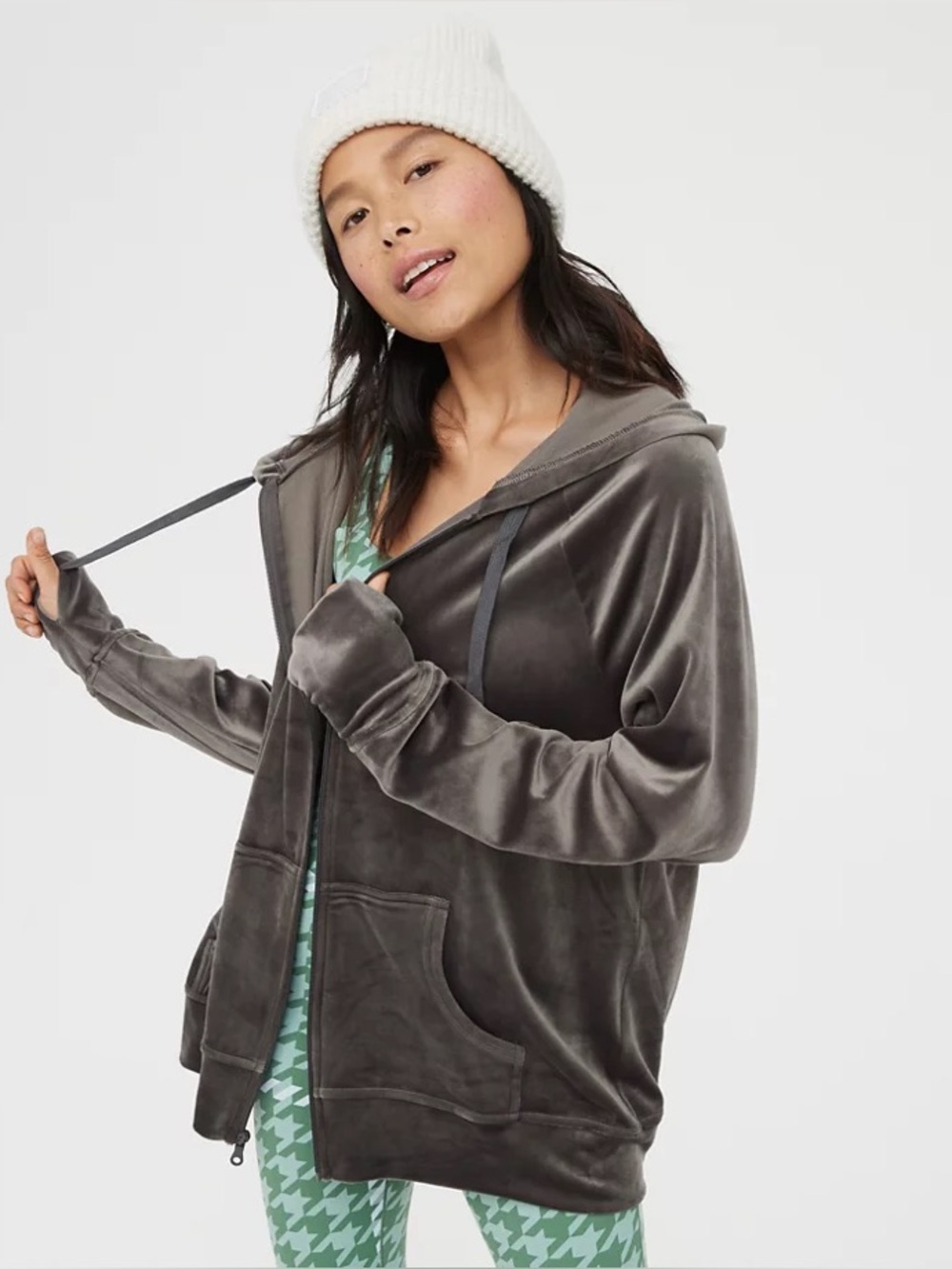OFFLINE By Aerie After Party Velour Oversized Full Zip Hoodie